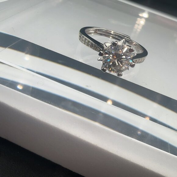 Custom 925 Sterling Silver Moissanite Ring Adjustable 1CT - Picture 15 of 15